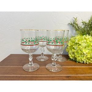 1986 Arby’s Holly and Berry Wine Glasses - Set of 4